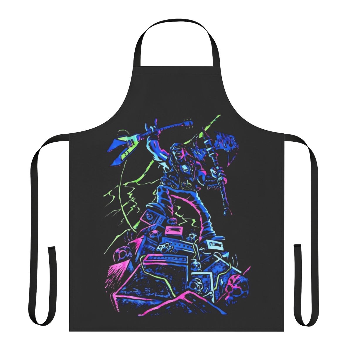 Brutal Legend inspired gaming apron featuring a heavy metal guitar design