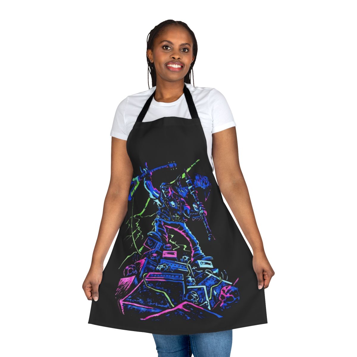 Brutal Legend inspired gaming apron featuring a heavy metal guitar design