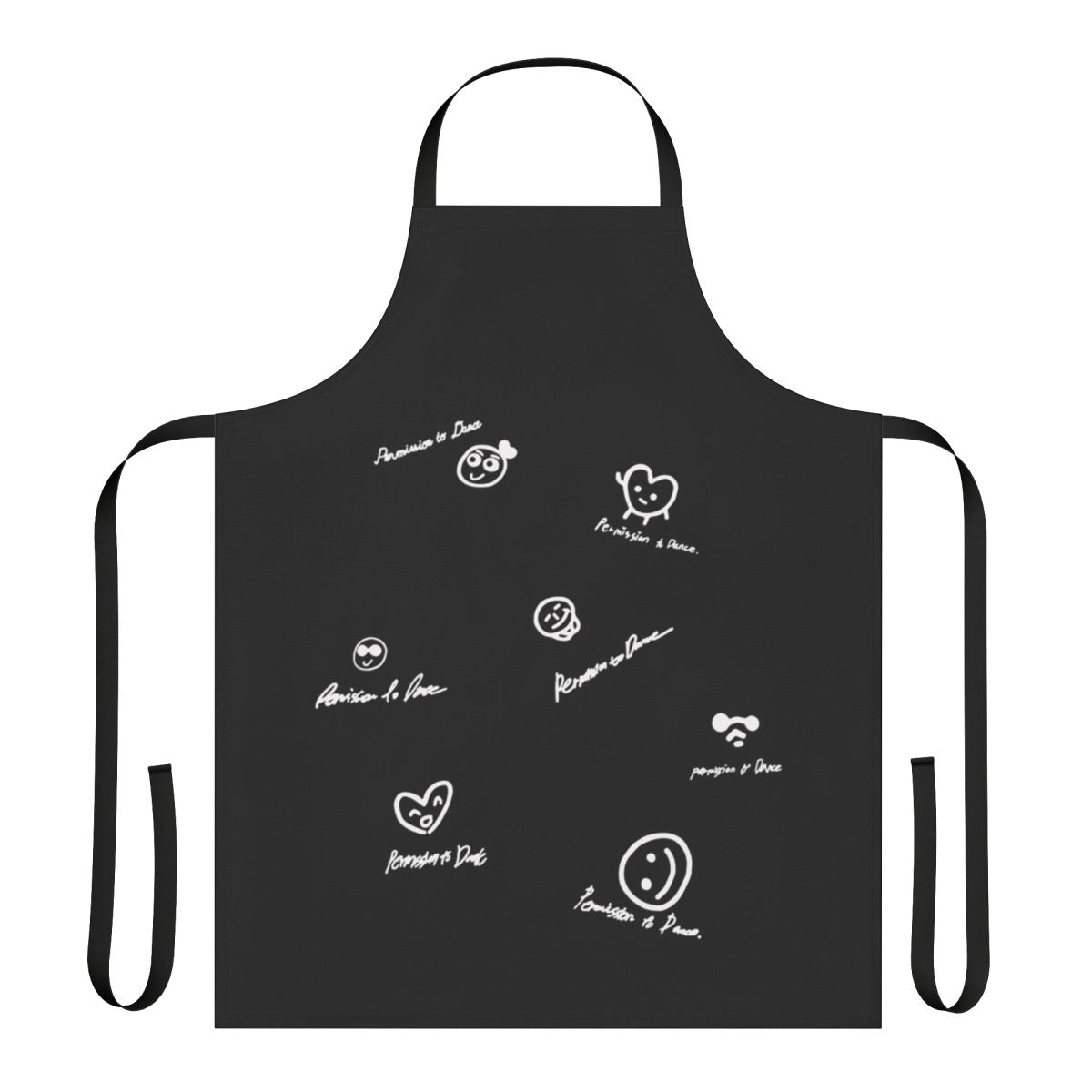 A stylish apron featuring the "Permission to Dance" design, inspired by the popular K-pop group BTS.