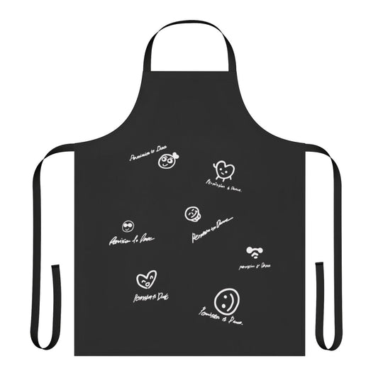 A stylish apron featuring the "Permission to Dance" design, inspired by the popular K-pop group BTS.
