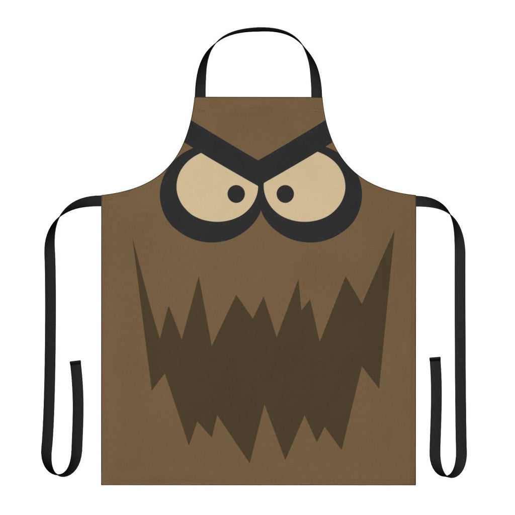 Bubble face costume apron featuring a cartoon-style villain design