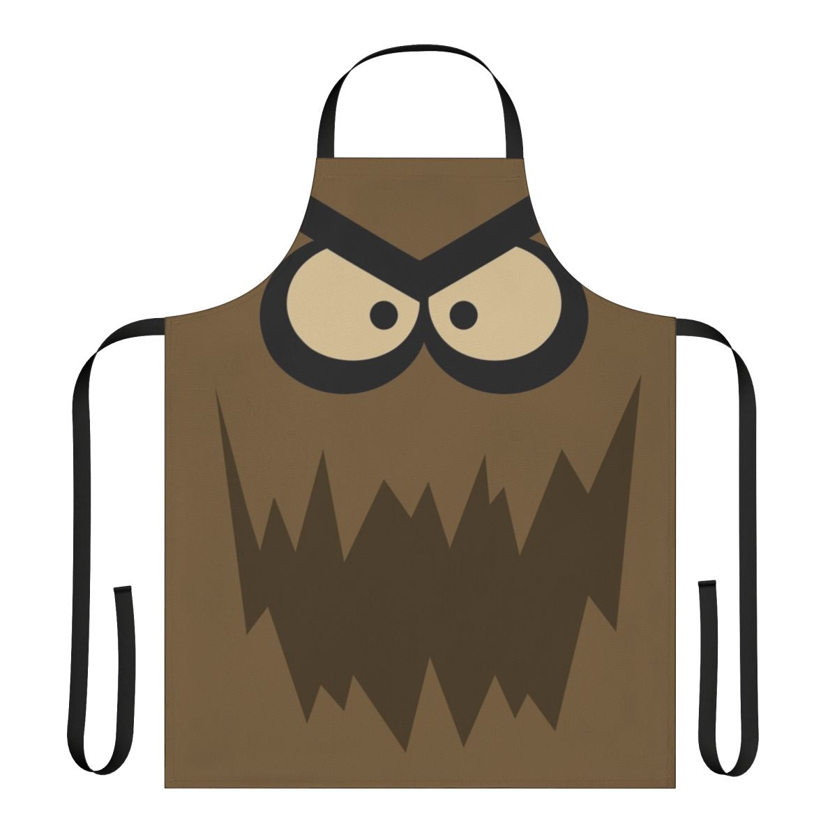 Bubble face costume apron featuring a cartoon-style villain design