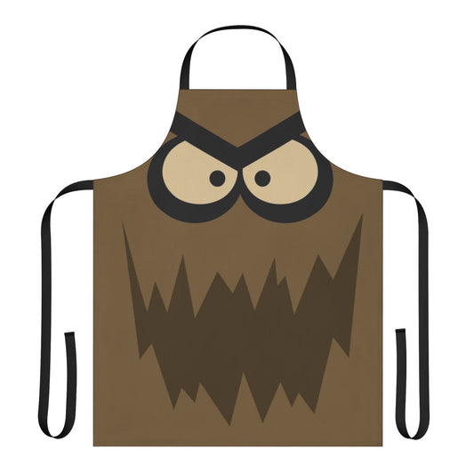Bubble face costume apron featuring a cartoon-style villain design