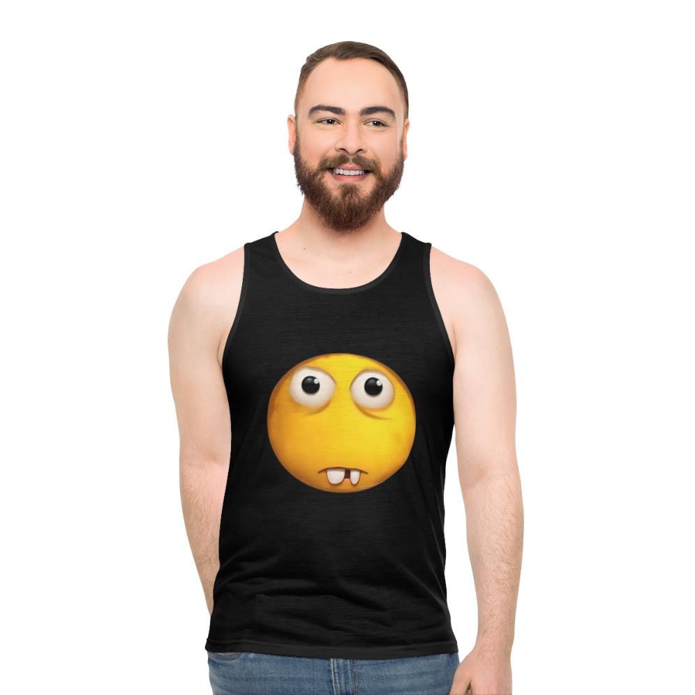 Buck tooth emoji realization meme unisex tank top