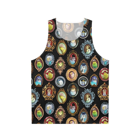 Budgie in a hat on a unisex tank top