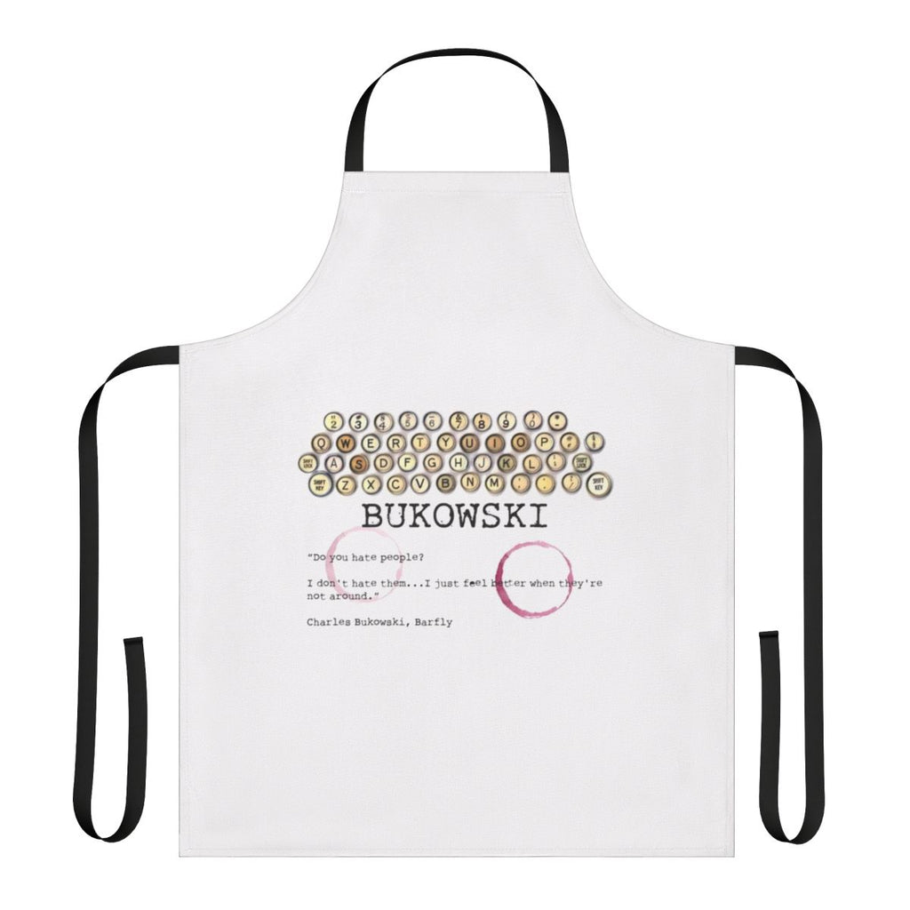 Bukowski-inspired apron with literary quote