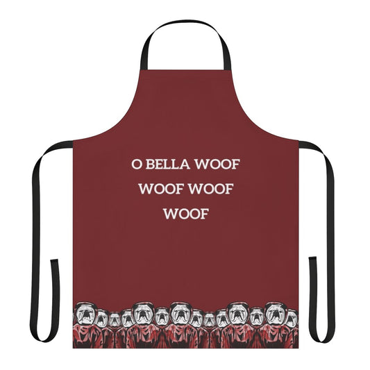 A stylish and playful apron featuring a bulldog design inspired by the popular TV series Money Heist.