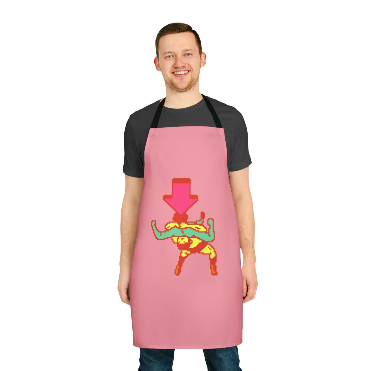 Burger Suplex Gaming Apron featuring No More Heroes-inspired graphics