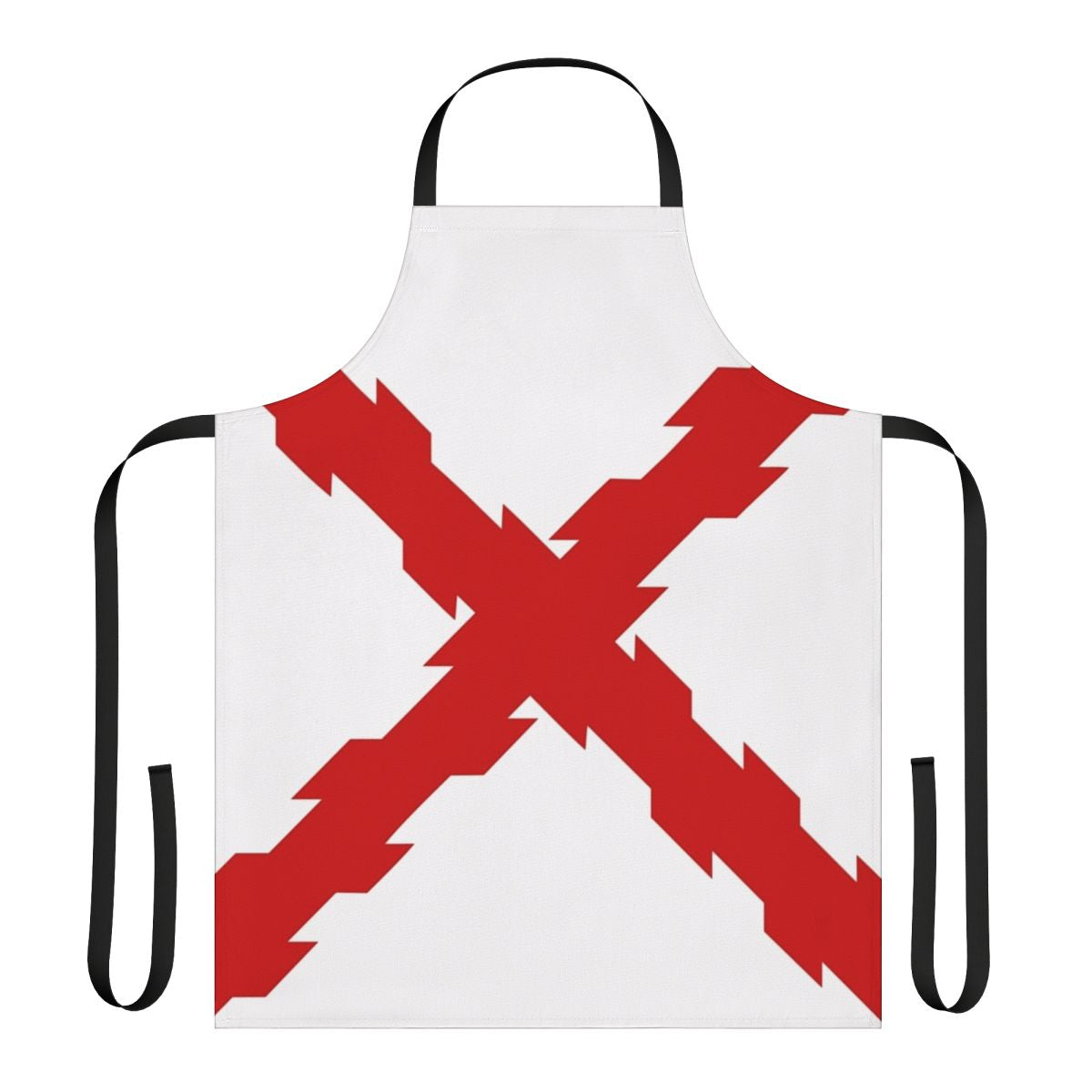 Burgundy Cross Apron with traditional Spanish symbol