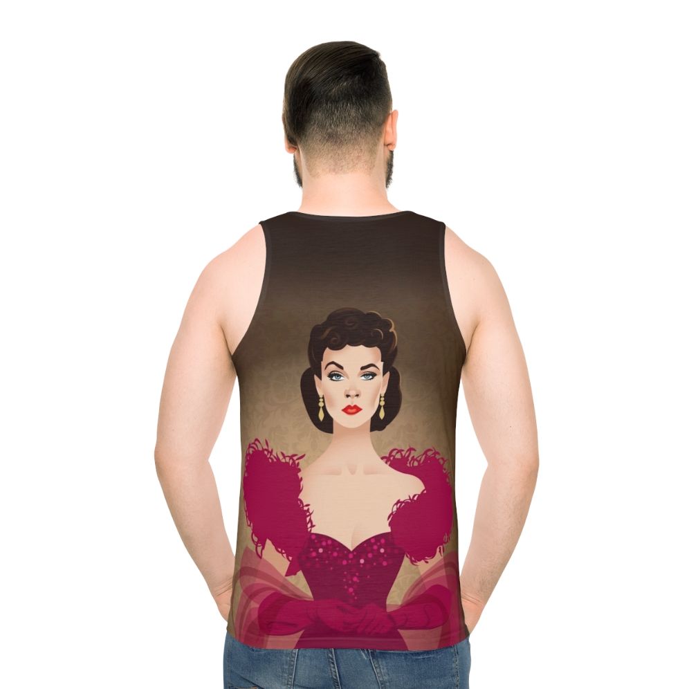 Burgundy unisex tank top with Alejandro Mogollo art design
