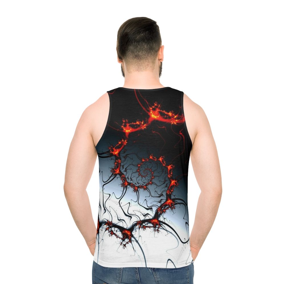 Burning fractal spiral design on unisex tank top