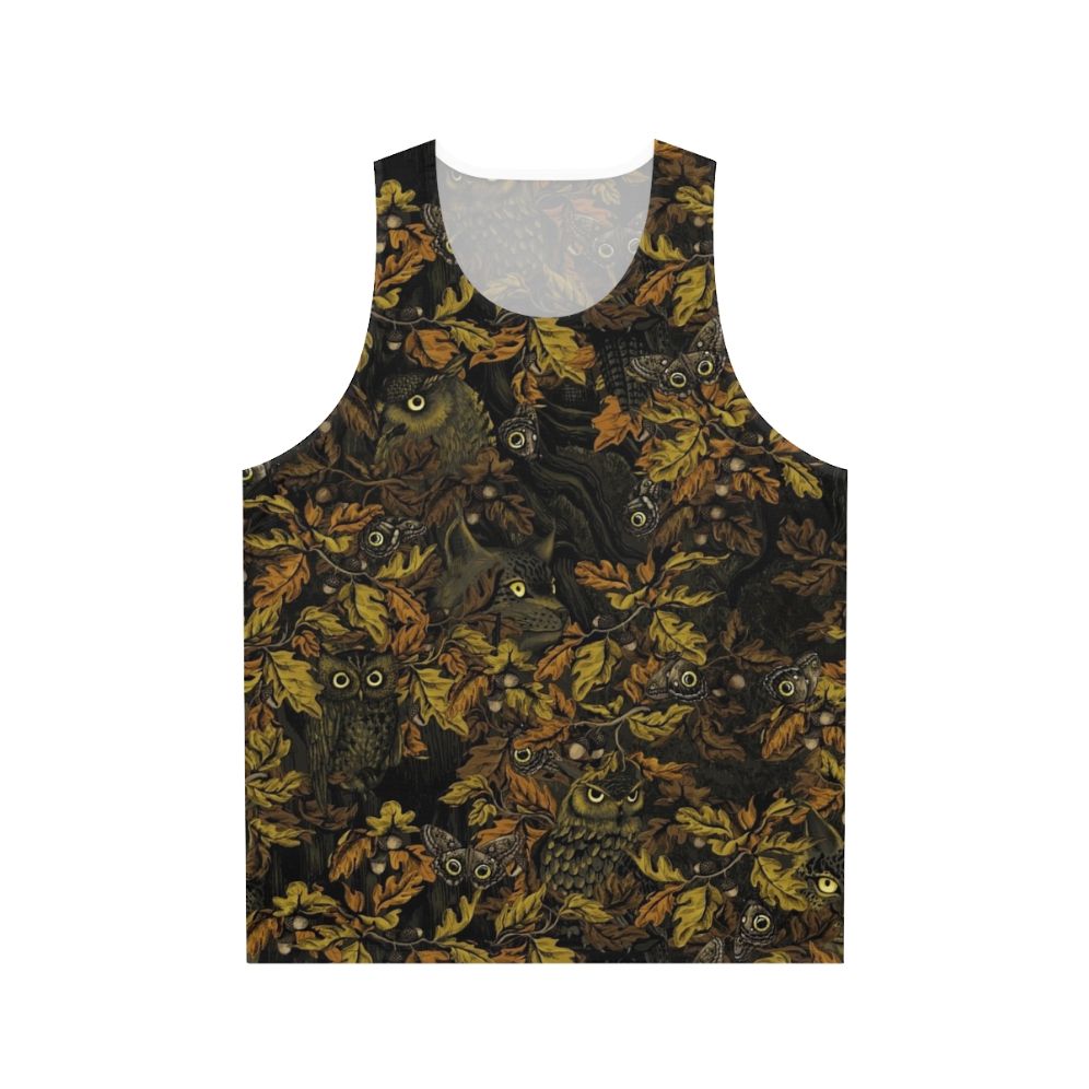 Unisex tank top in burnt sienna camouflage print