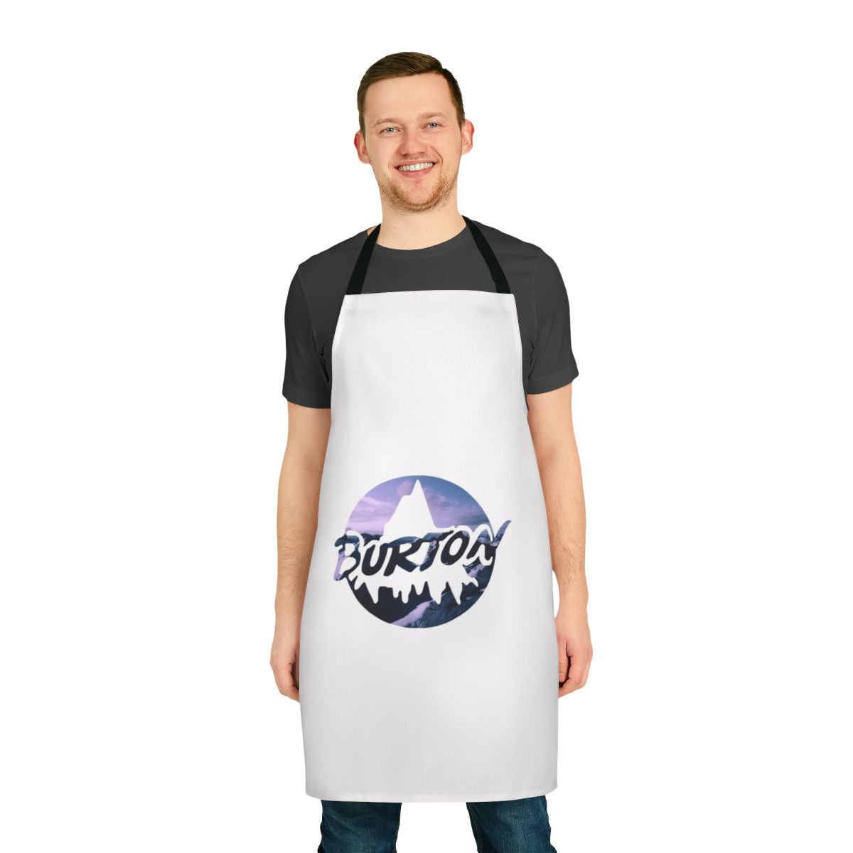 Burton-inspired logo printed on a high-quality apron for snowboarding and surf enthusiasts