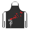 Banksy-inspired apron featuring a butterfly stencil design