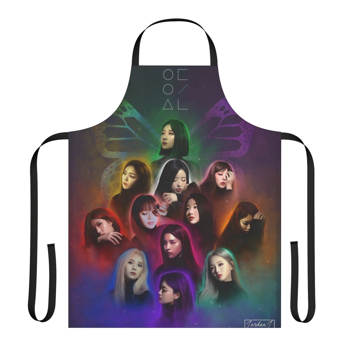 Butterfly-themed Loona fan art design on a high-quality apron for KPOP enthusiasts