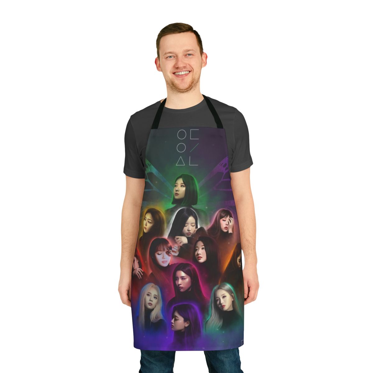 Butterfly-themed Loona fan art design on a high-quality apron for KPOP enthusiasts