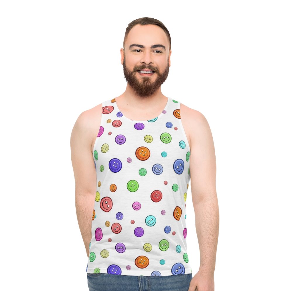 Button pattern unisex sewing hobbies tank top