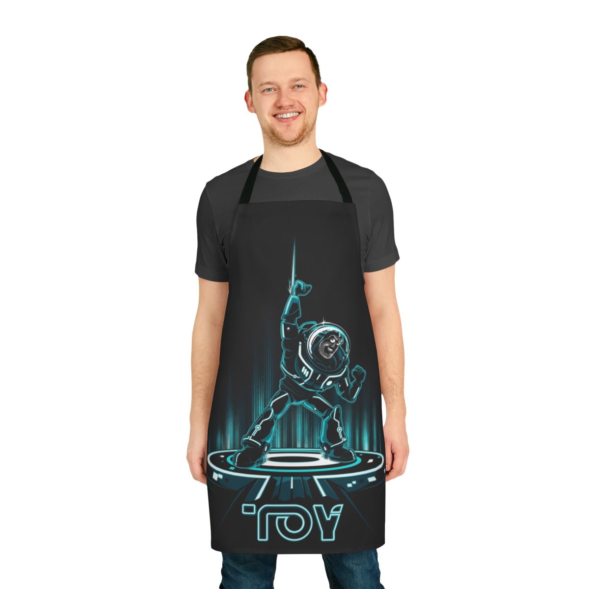 Buzz Tron inspired retro-style apron featuring a pop culture mashup design