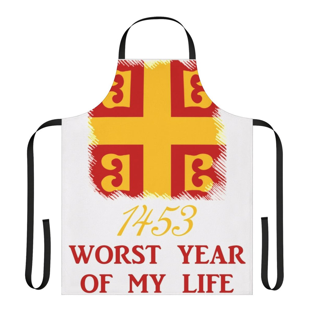 Stylized apron featuring the year 1453 and references to the fall of the Byzantine Empire