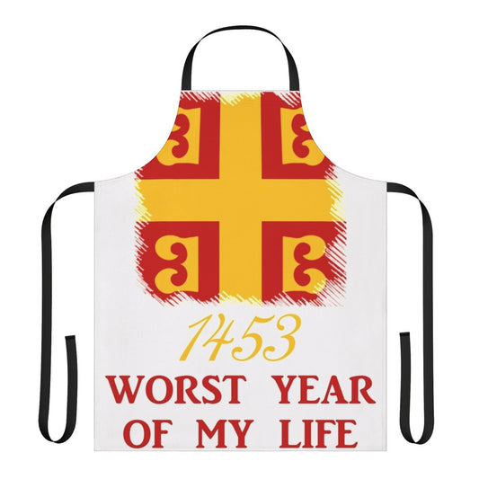 Stylized apron featuring the year 1453 and references to the fall of the Byzantine Empire
