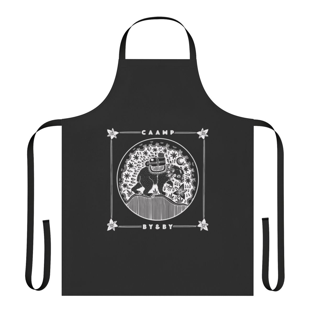 Caamp-inspired bare apron with mountain and nature-inspired design