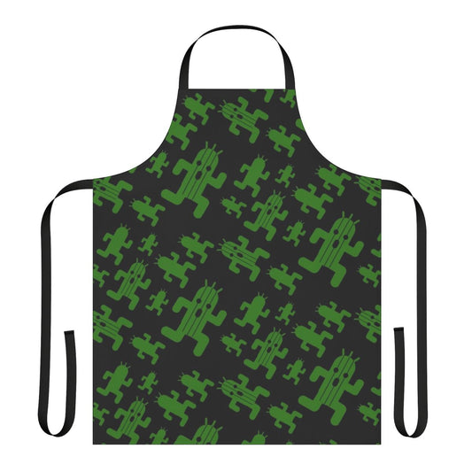 Cactus-patterned apron with a retro gaming-inspired design