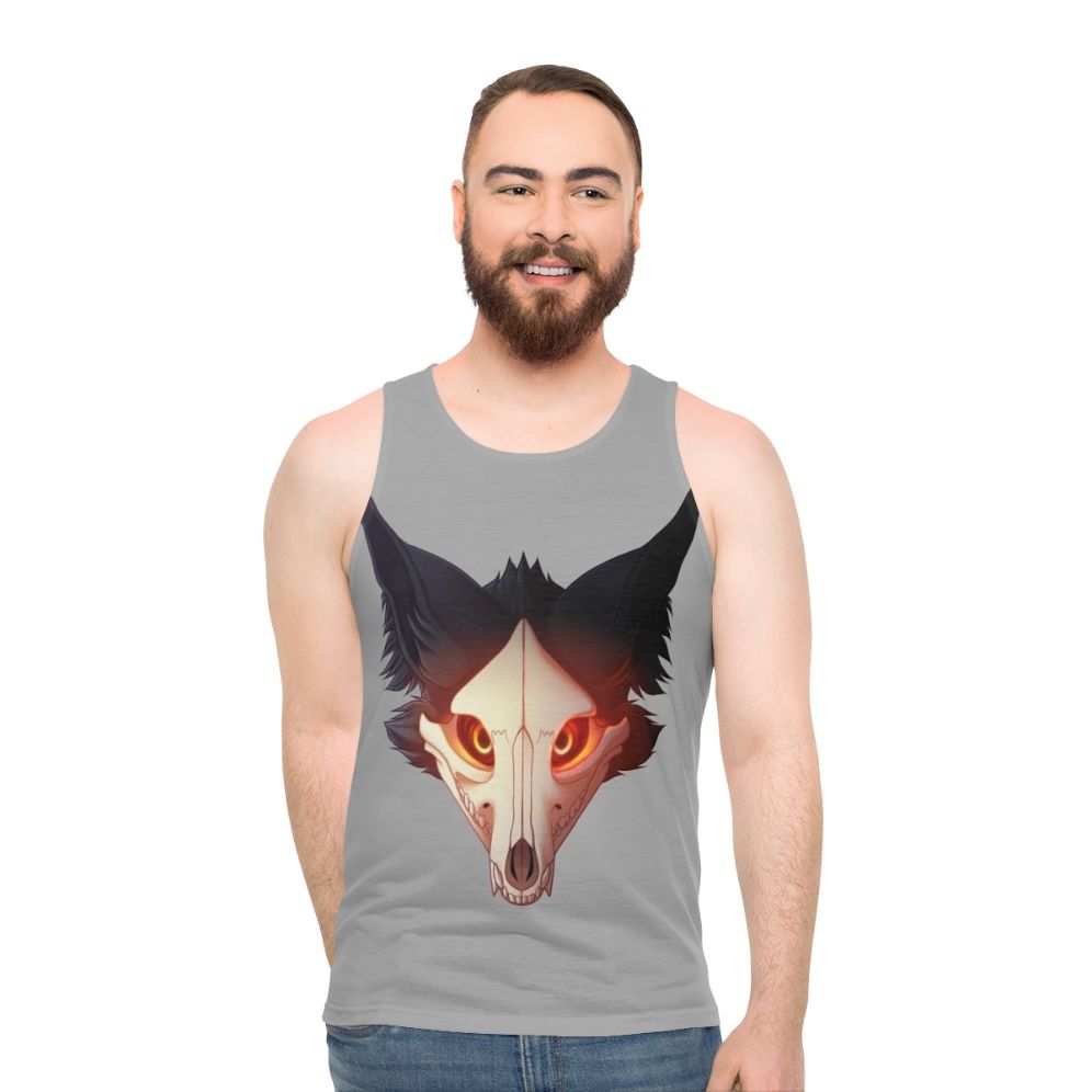 Cadaver unisex tank top with werewolf, skull, and gothic design