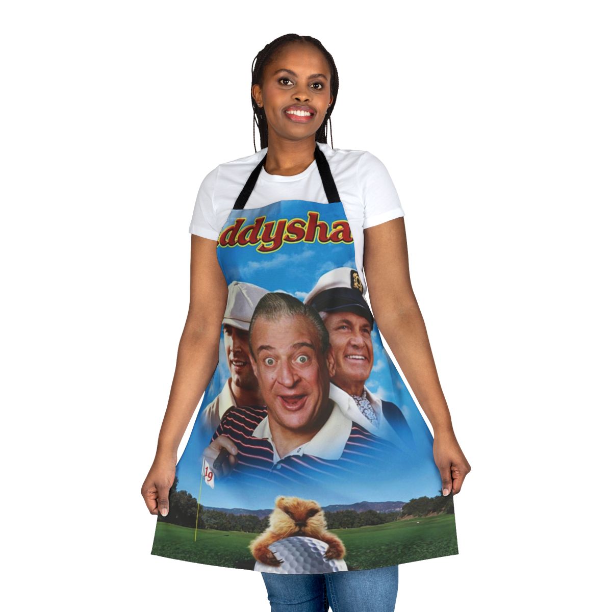 Caddyshack-inspired apron with a humorous, retro design