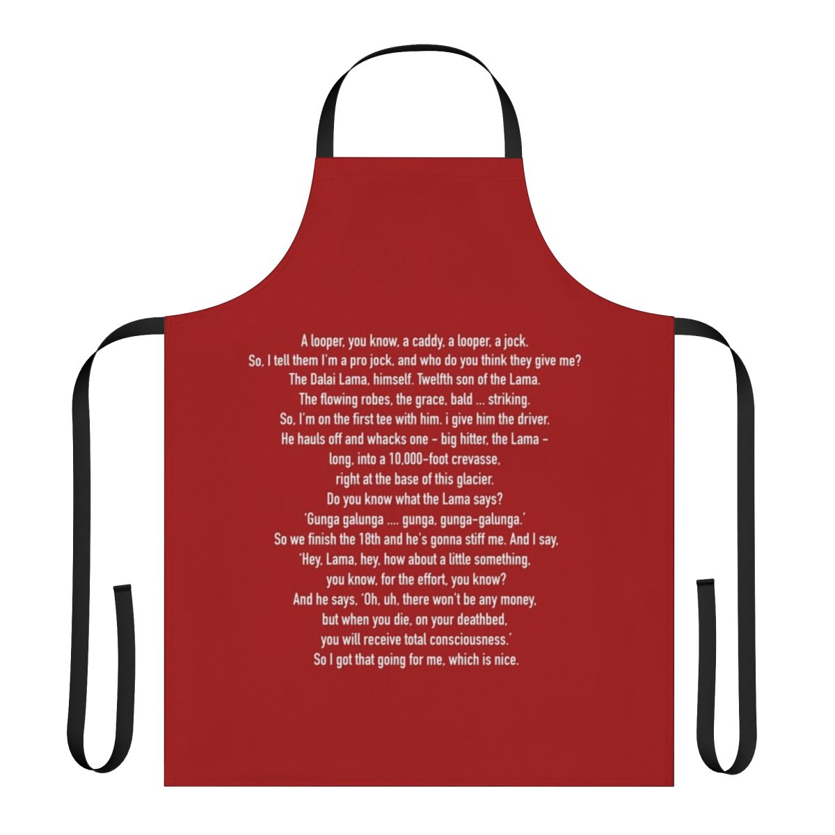 Caddyshack inspired apron featuring the iconic "Gunga Galunga" quote from the film
