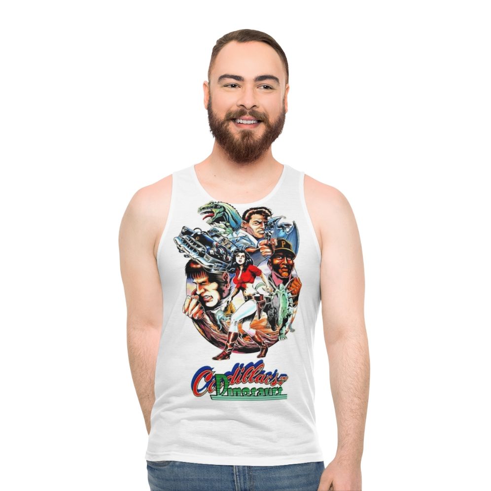 Cadillacs and Dinosaurs unisex tank top
