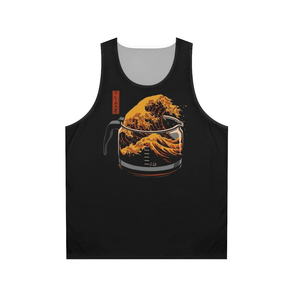Unisex tank top featuring the Great Wave of Coffee pop art design