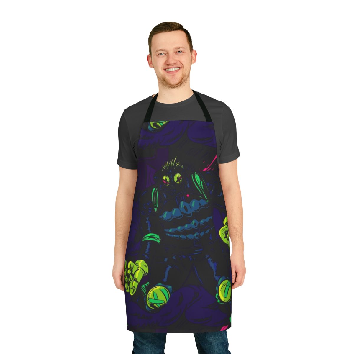Caiman-themed apron featuring a scalie design inspired by the anime and manga series Dorohedoro