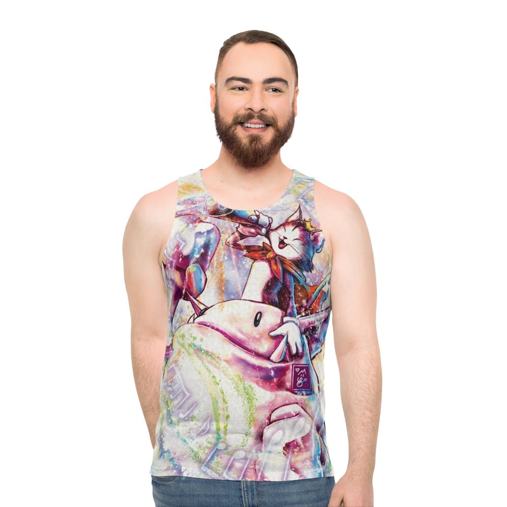 Cait Sith FFVII Unisex Tank Top featuring watercolor design