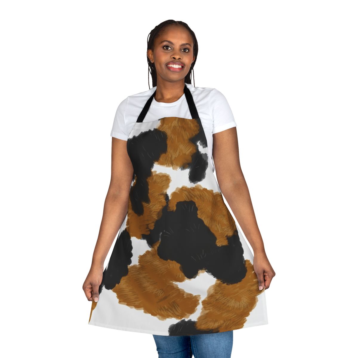 Calico cat fur print apron with cute kitty pattern