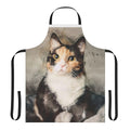 Calico cat watercolor painting printed on a durable apron for cat lovers