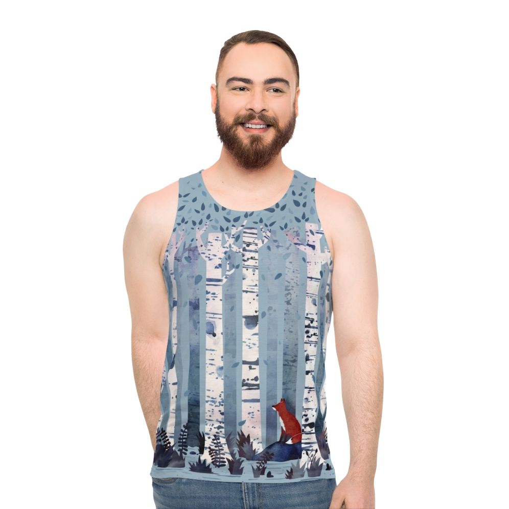 Calming Watercolor Birch Forest Unisex Tank Top