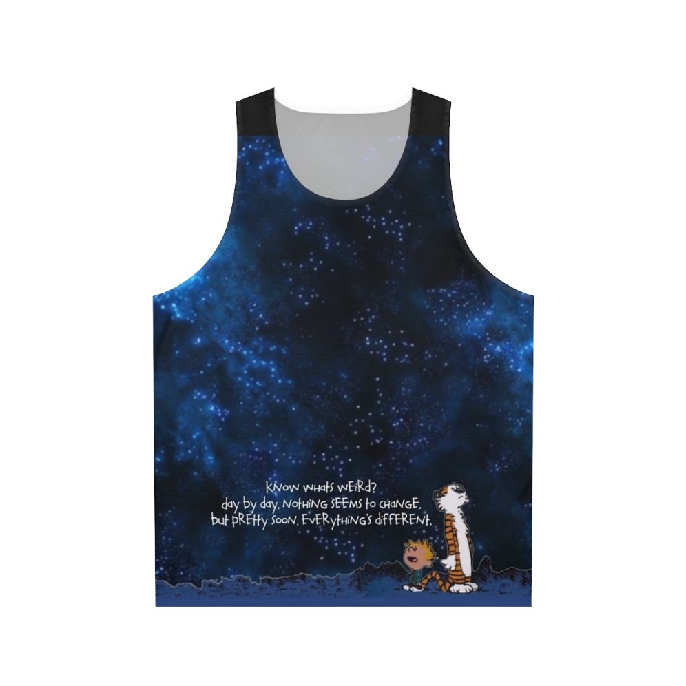 Calvin and Hobbes Unisex Tank Top with Space Theme