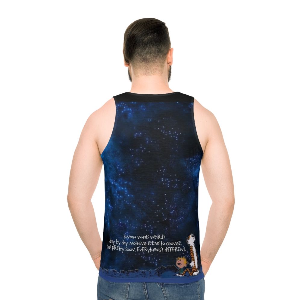 Calvin and Hobbes Unisex Tank Top with Space Theme
