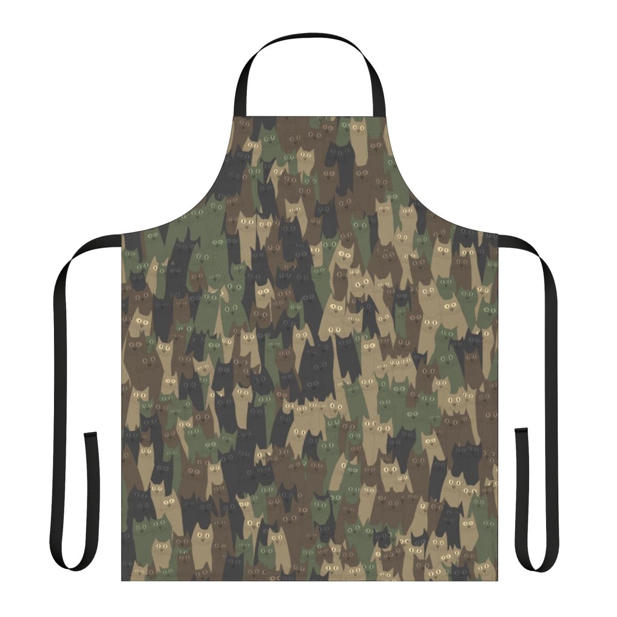 Camouflage pattern apron with cats design