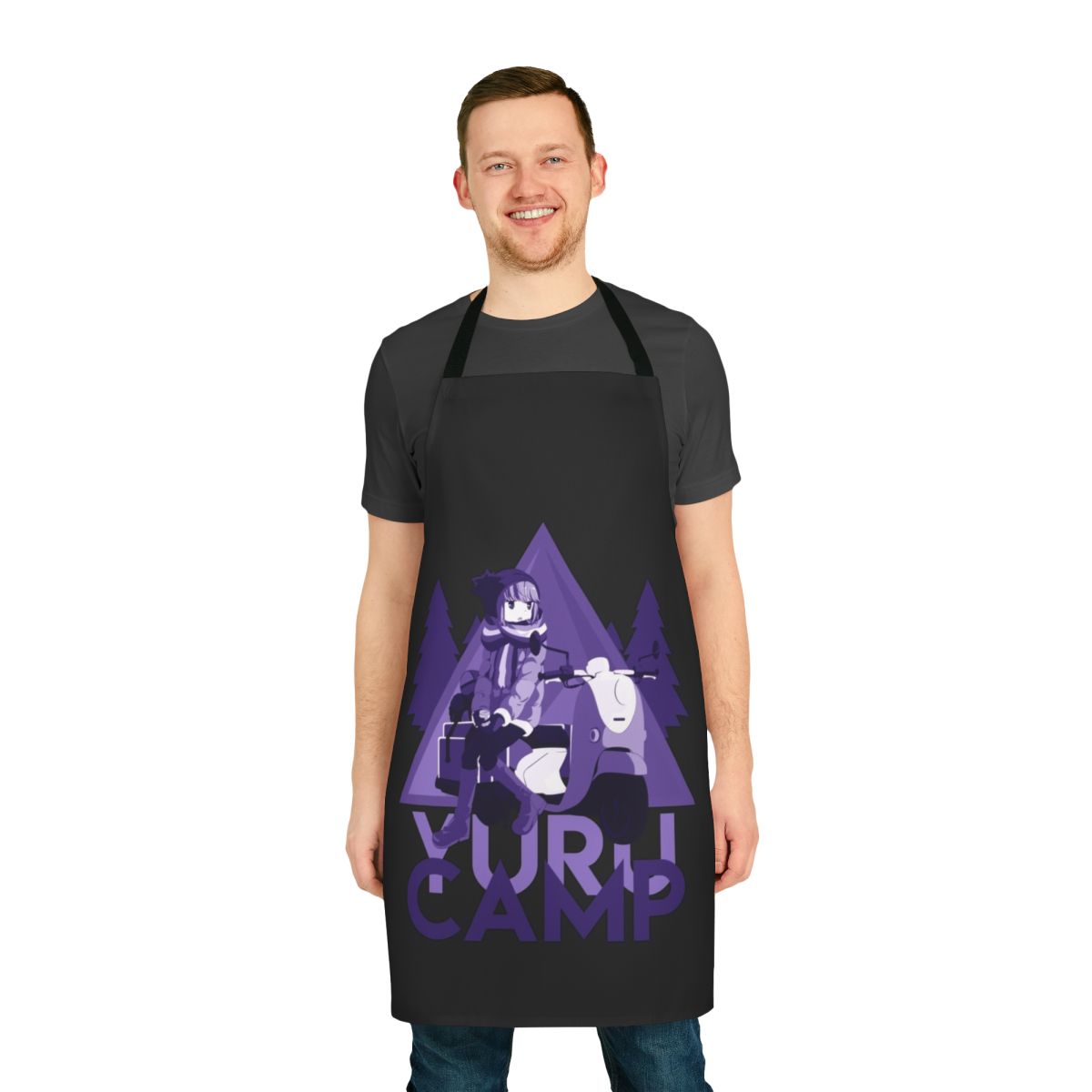 Apron featuring characters and imagery from the popular anime "Laid-Back Camp"