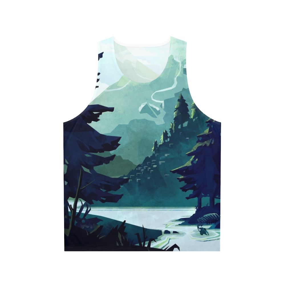 Unisex tank top featuring a stunning Canadian mountain landscape