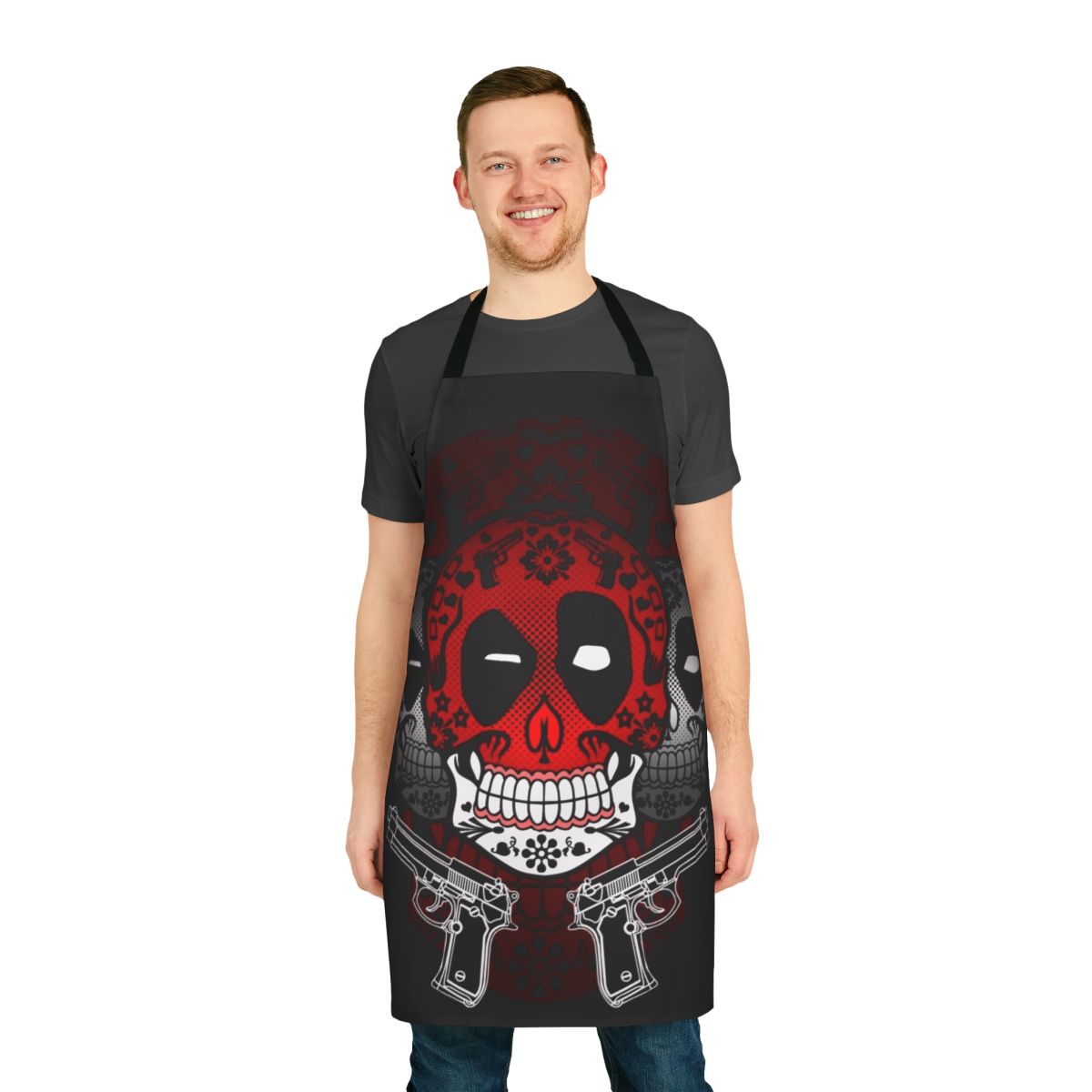 Candy Pool Novelty Apron featuring skulls and Day of the Dead design
