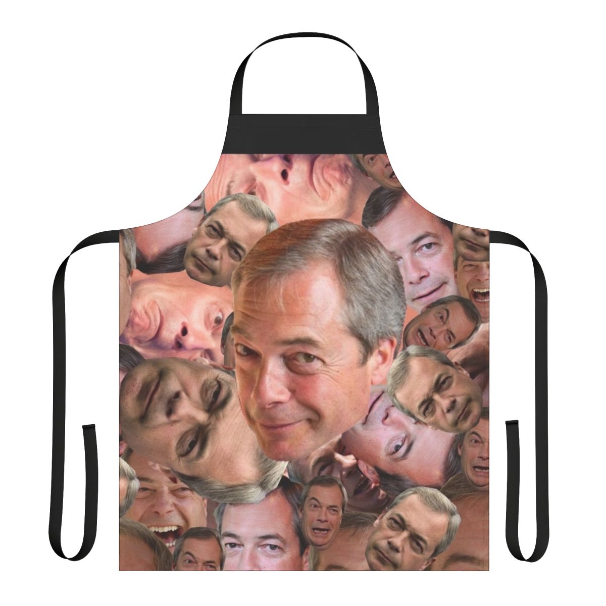 Apron with the slogan "Can't Barrage the Farage" featuring Nigel Farage's face