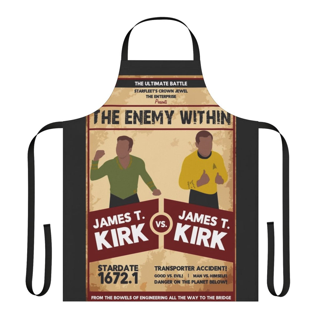Captain Kirk vs Spock themed apron for Star Trek fans