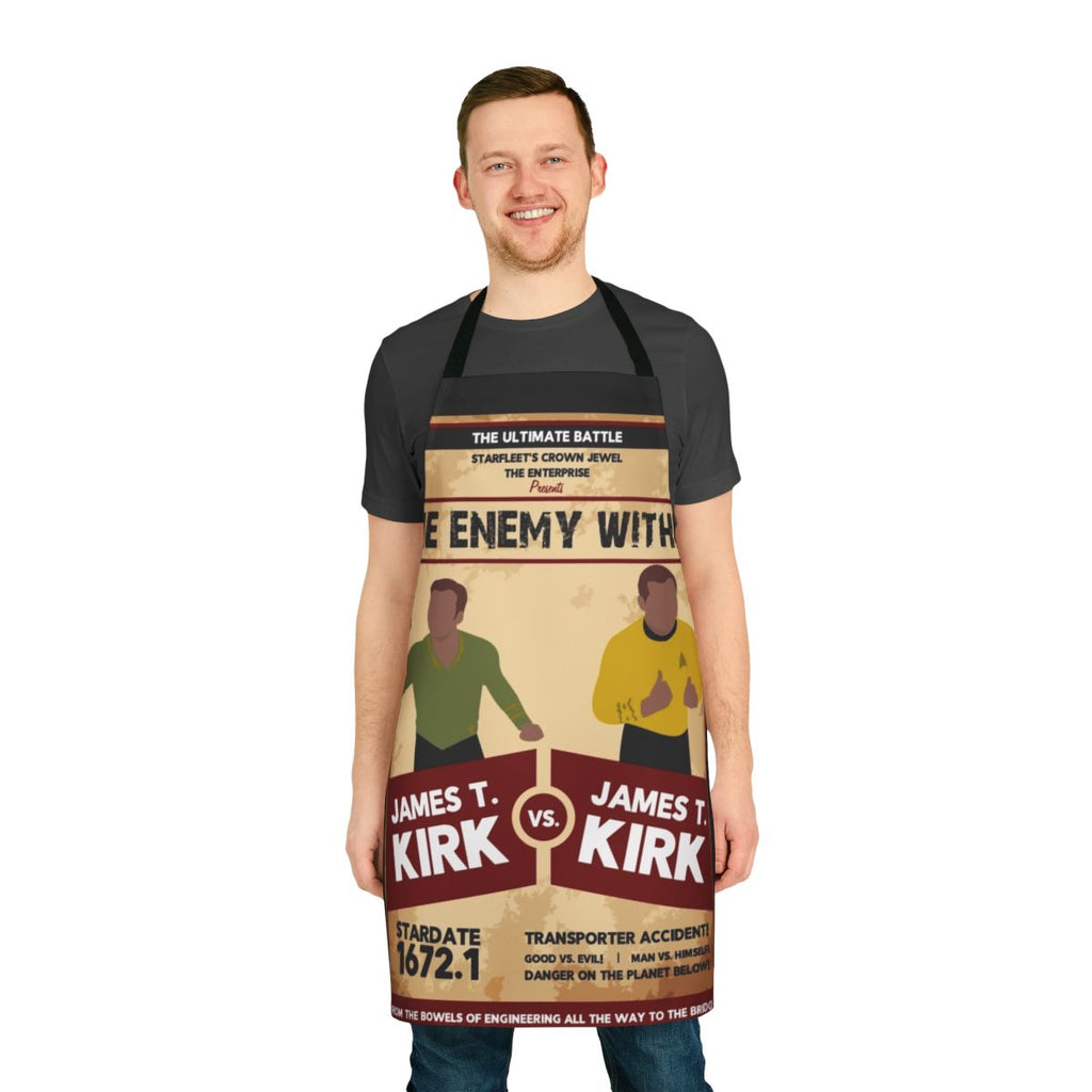 Captain Kirk vs Spock themed apron for Star Trek fans
