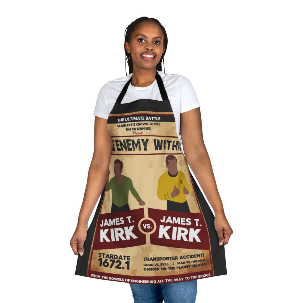 Captain Kirk vs Spock themed apron for Star Trek fans