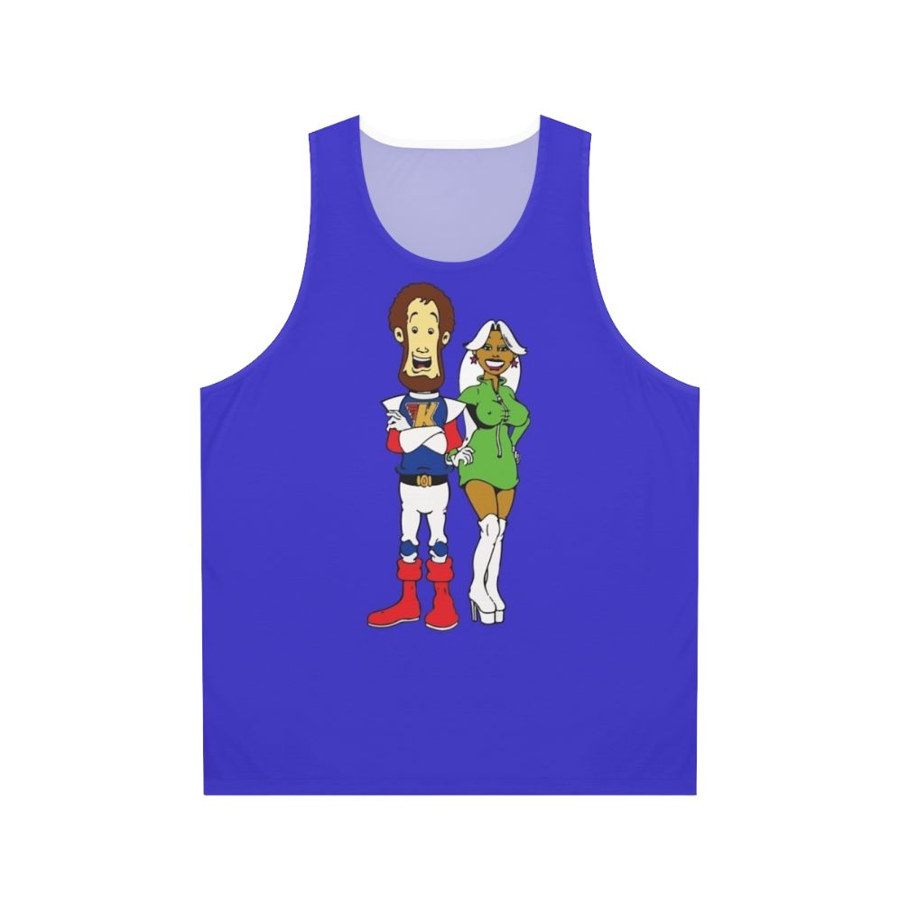 Captain Kremmen cartoon character printed on a unisex tank top