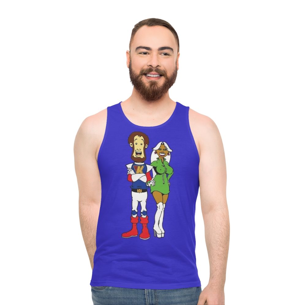 Captain Kremmen cartoon character printed on a unisex tank top