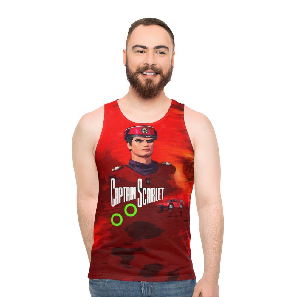 Captain Scarlet retro anime graphic on a unisex tank top