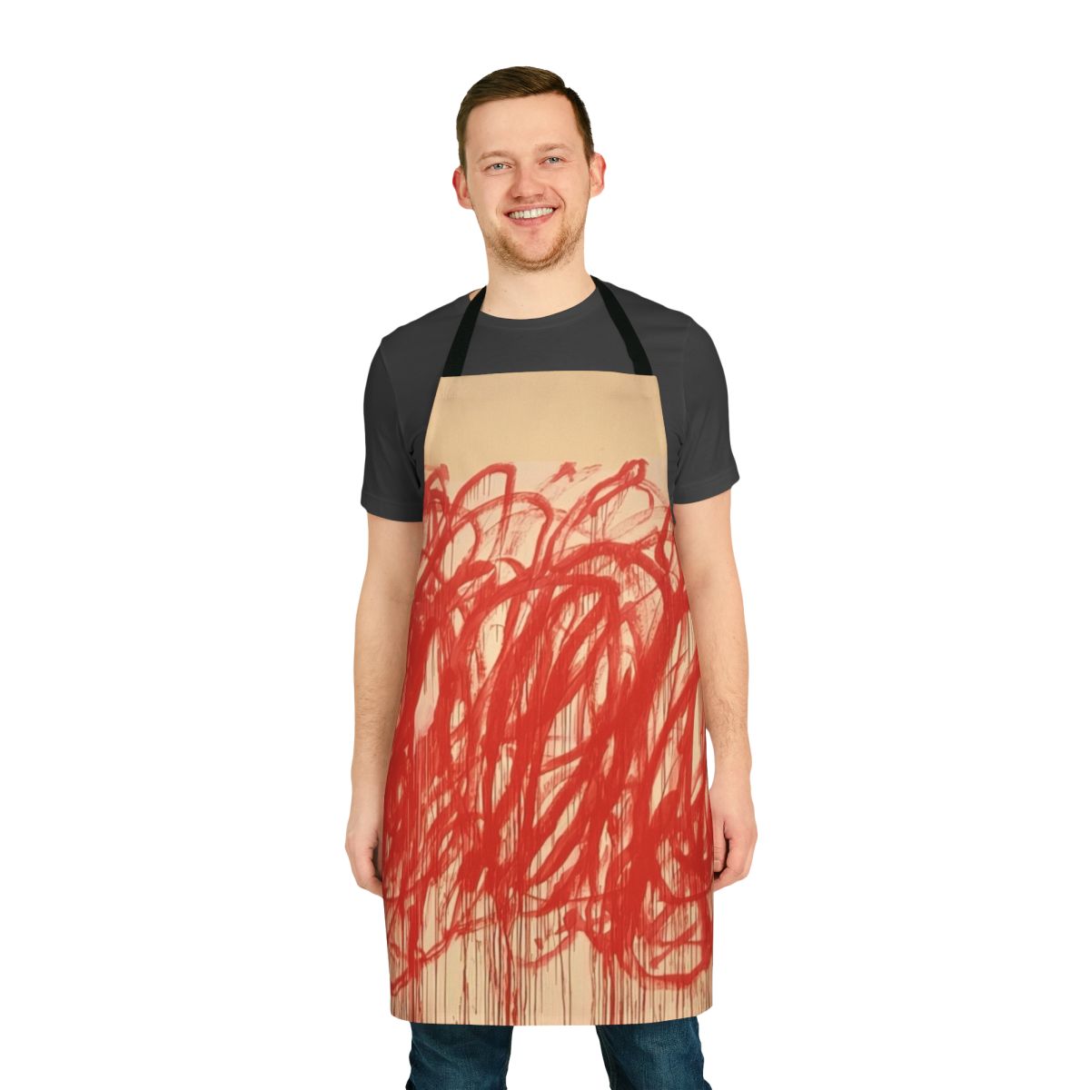 Abstract art apron featuring Cy Twombly's iconic style